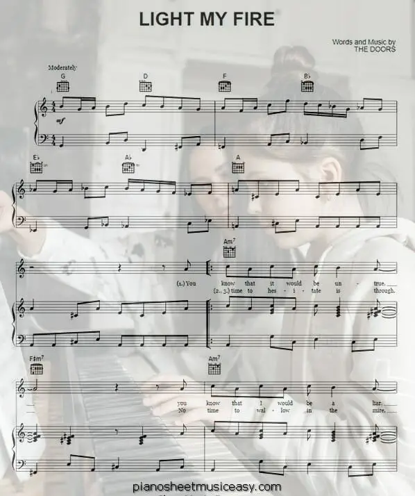 light my fire printable free sheet music for piano 