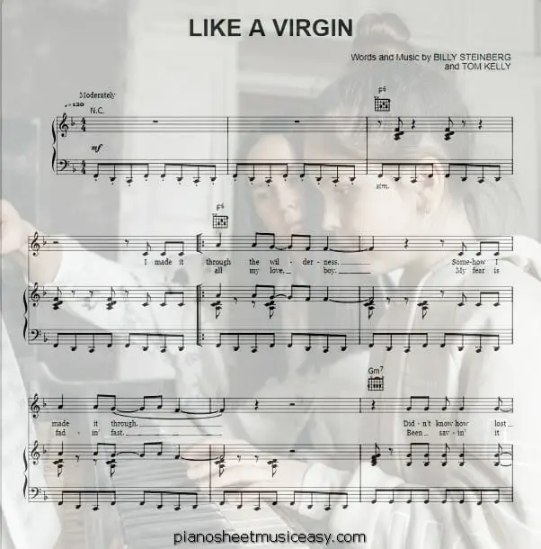like a virgin printable free sheet music for piano 
