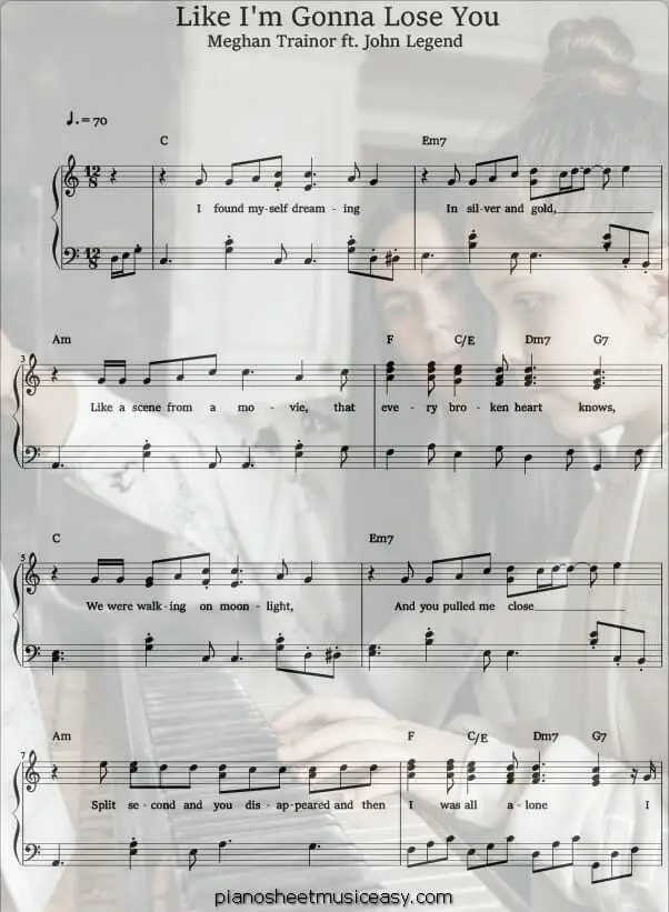 like im gonna lose you printable free sheet music for piano 