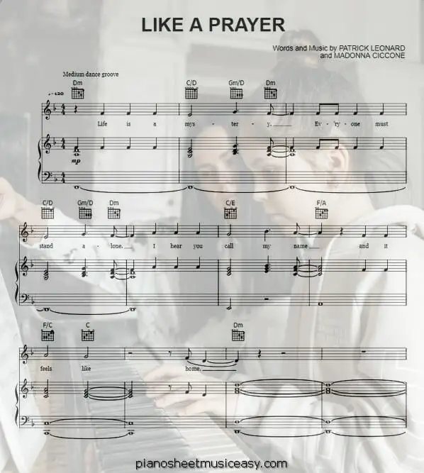 like prayer printable free sheet music for piano 