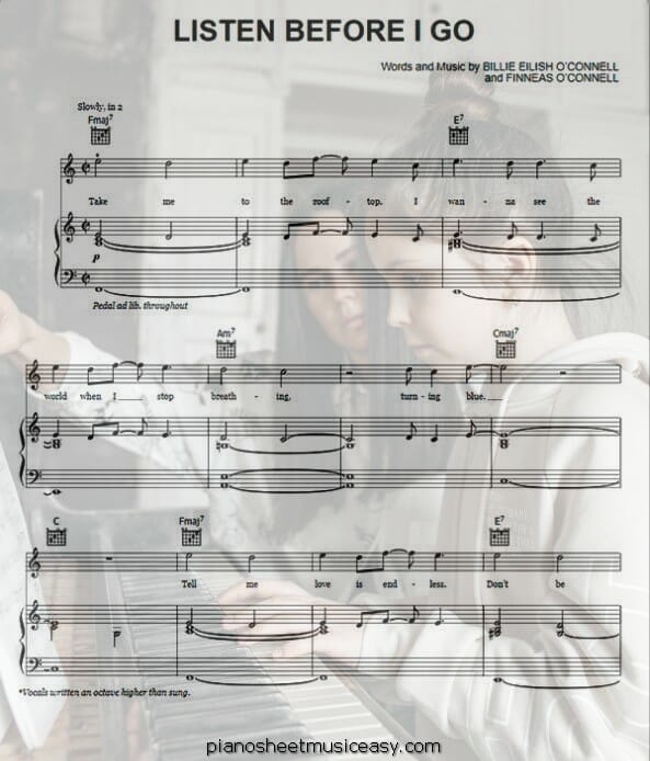 listen before i go printable free sheet music for piano 