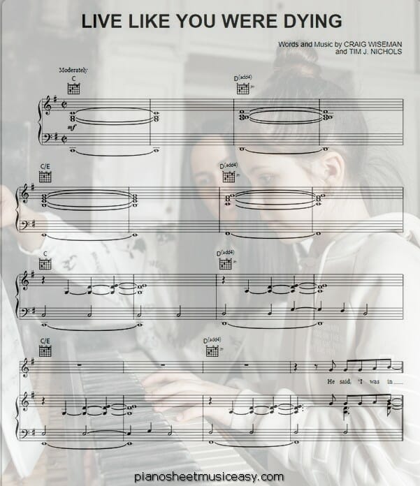 live like you were dying printable free sheet music for piano 
