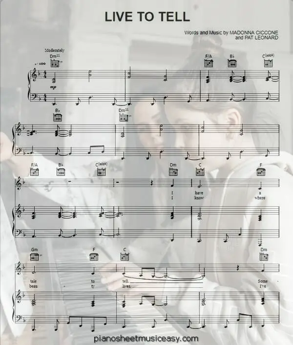 live to tell printable free sheet music for piano 