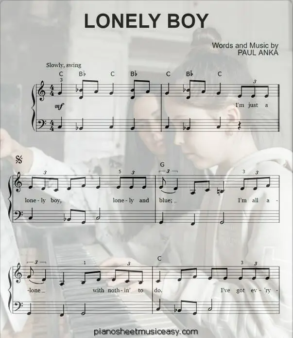 lonely boy printable free sheet music for piano 