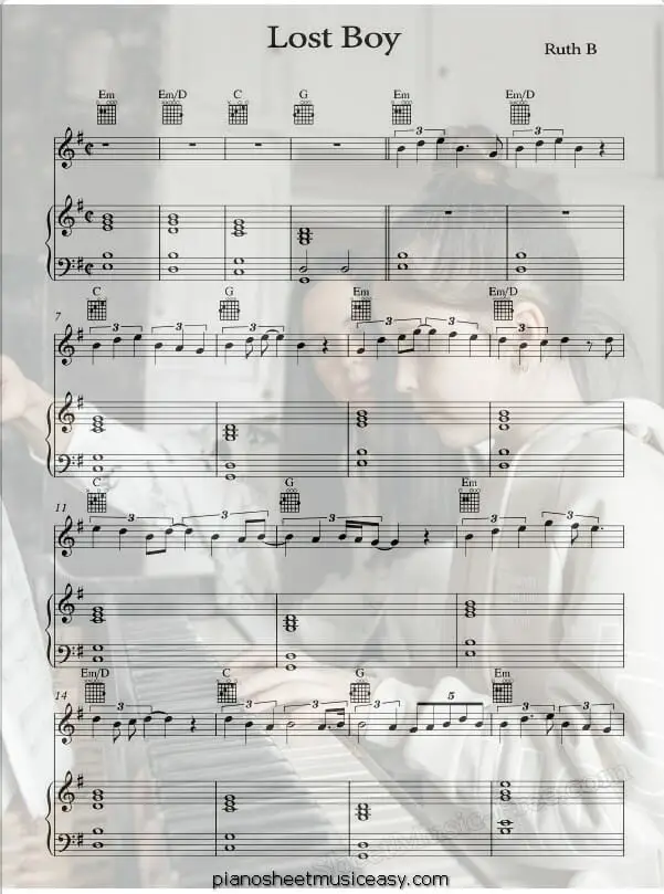 lost boy printable free sheet music for piano 
