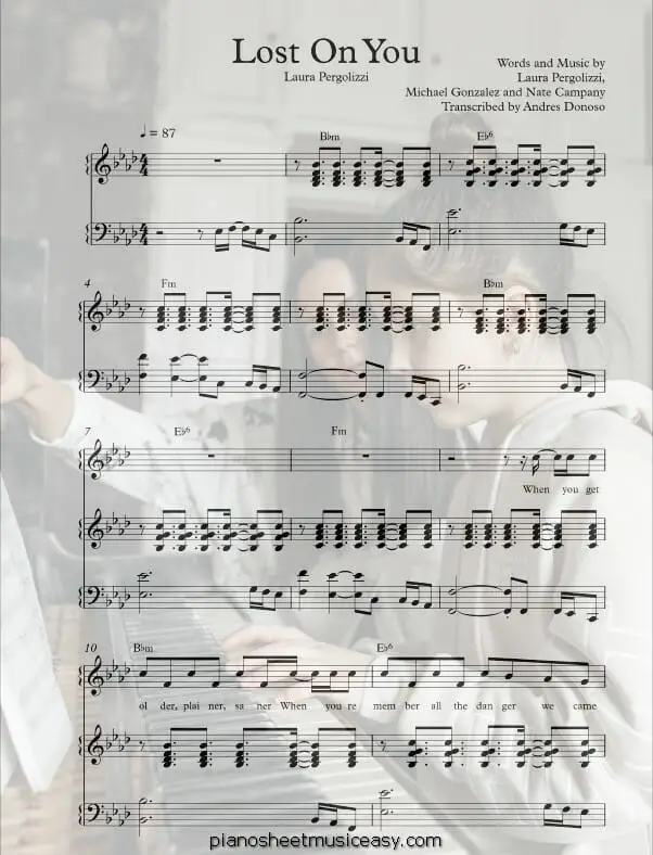 lost on you piano printable free sheet music for piano 