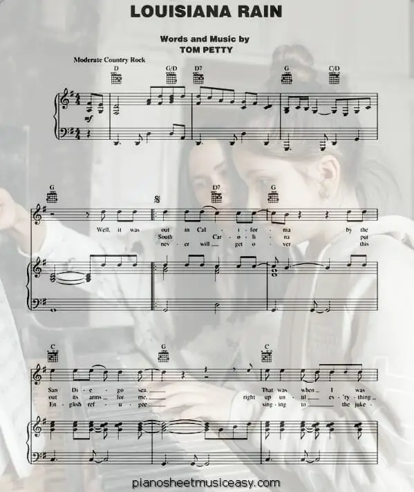 louisiana rain printable free sheet music for piano 