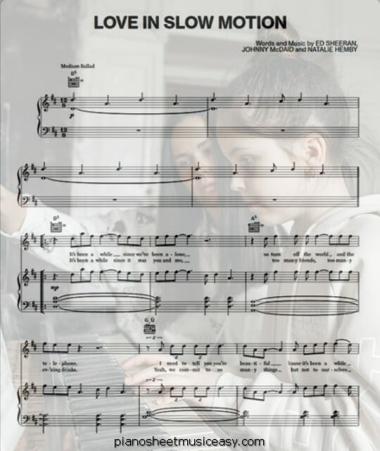 love in slow motion printable free sheet music for piano 