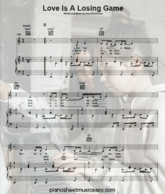 love is a losing game printable free sheet music for piano 