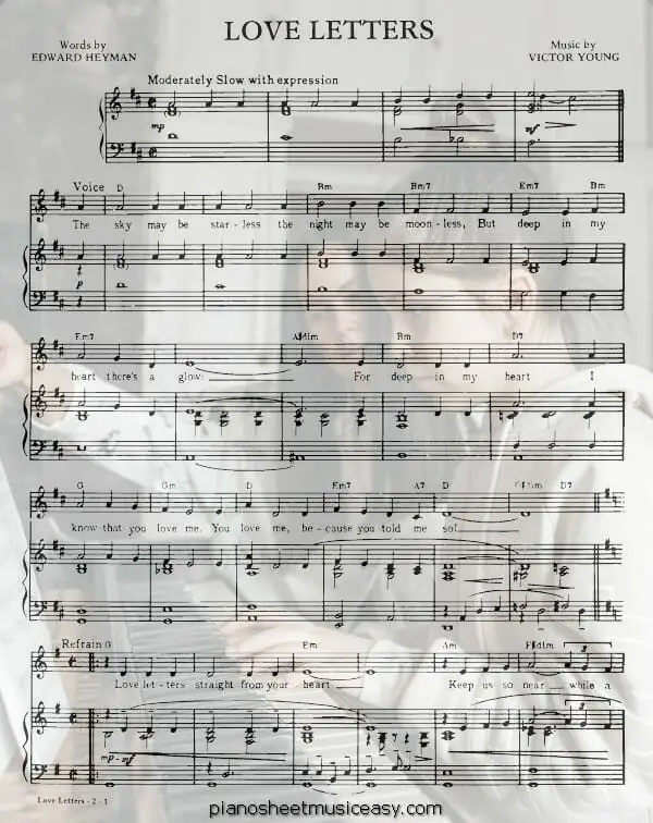 love letters printable free sheet music for piano 