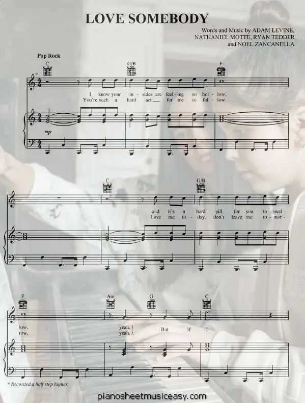 love somebody printable free sheet music for piano 