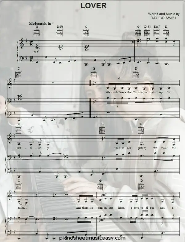 lover printable free sheet music for piano 