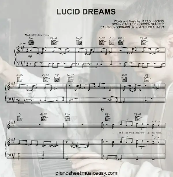 lucid dreams printable free sheet music for piano 