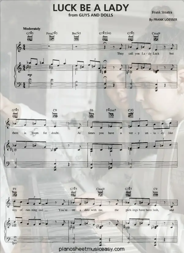 luck be lady printable free sheet music for piano 