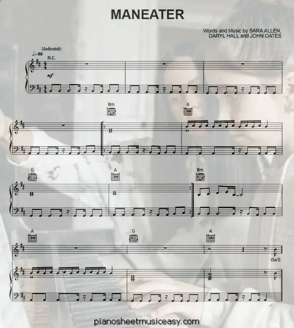maneater printable free sheet music for piano 