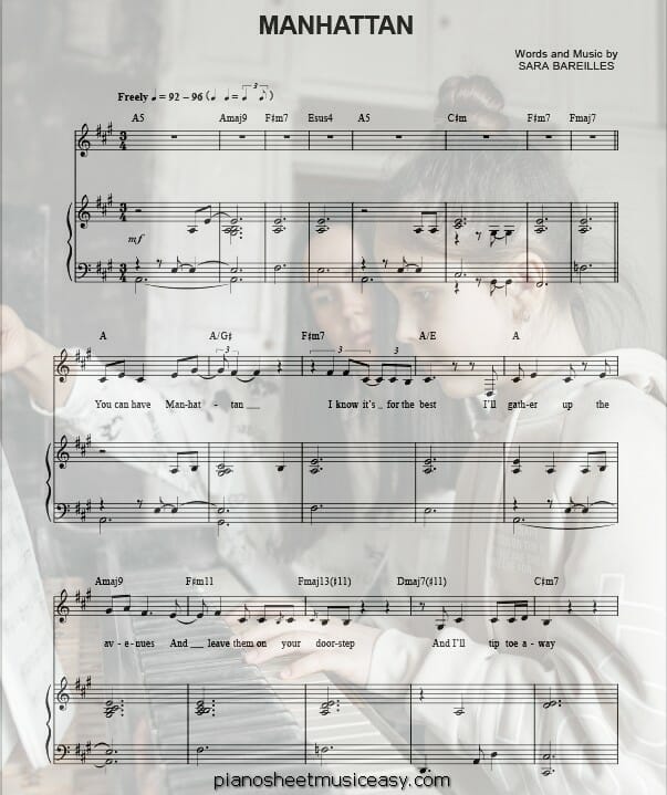 manhattan printable free sheet music for piano 