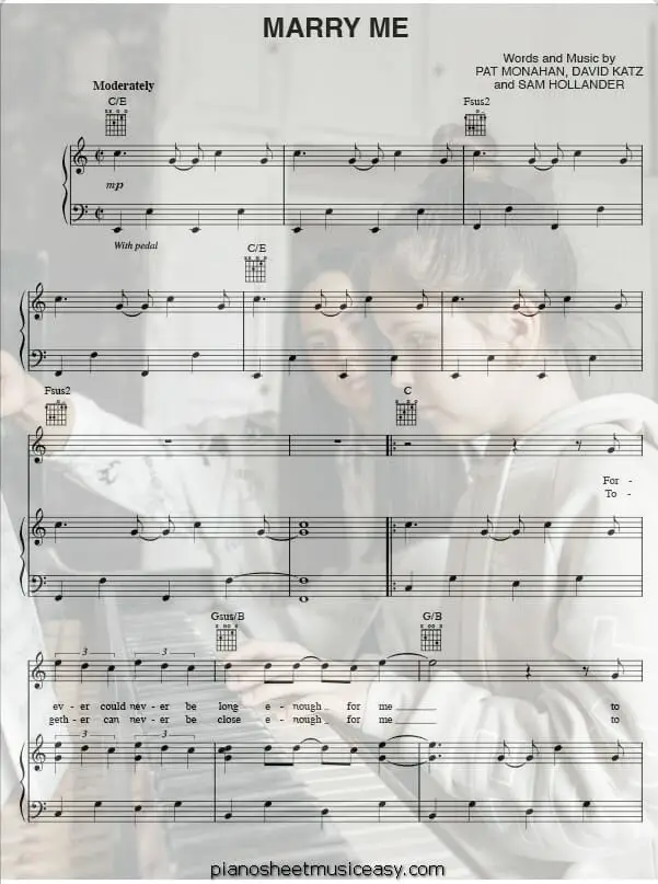 marry me piano printable free sheet music for piano 