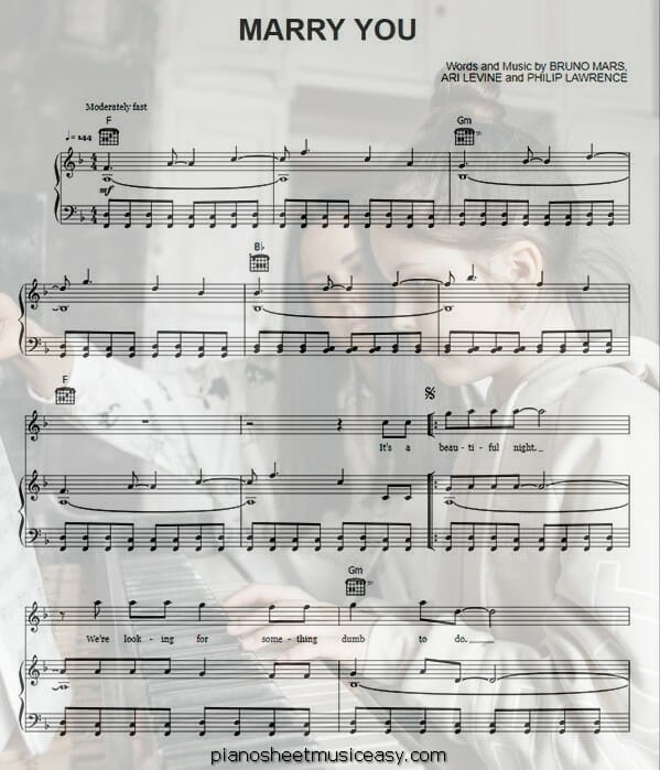 marry you printable free sheet music for piano 