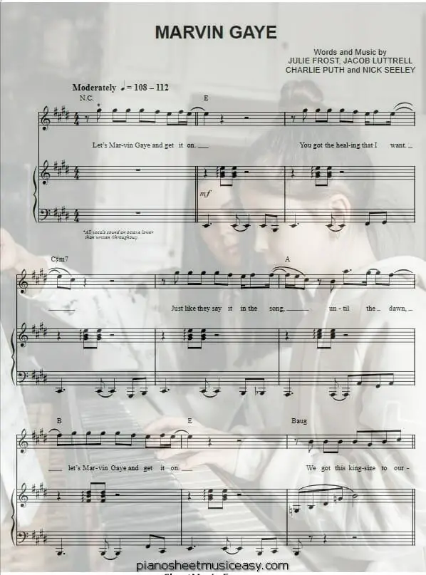 marvin gaye printable free sheet music for piano 