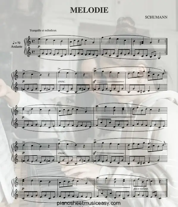 melody schumann printable free sheet music for piano 