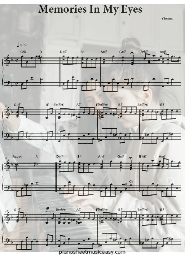 memories in my eyes printable free sheet music for piano 