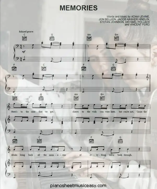 memories printable free sheet music for piano 