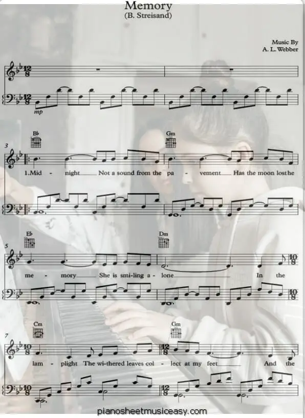 memory printable free sheet music for piano 