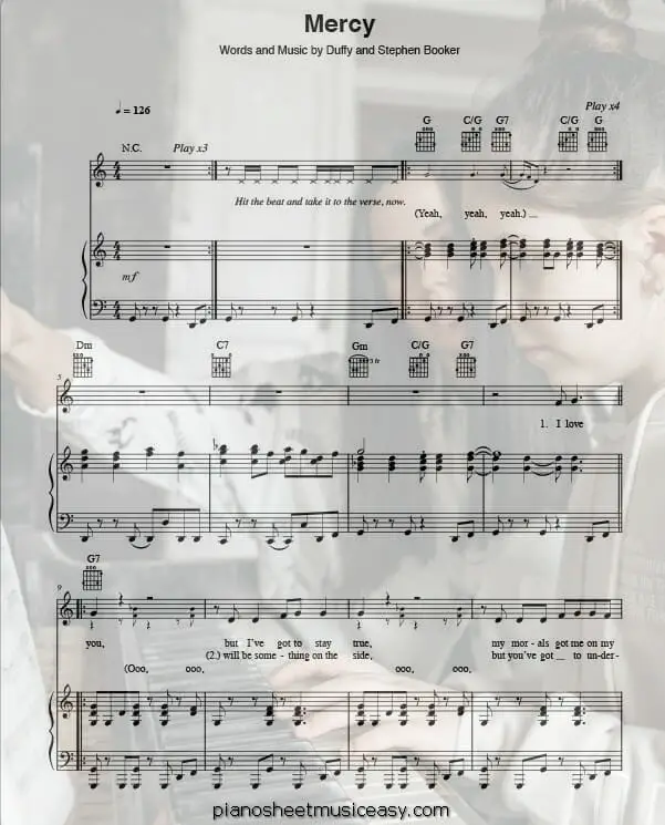 mercy duffy printable free sheet music for piano 
