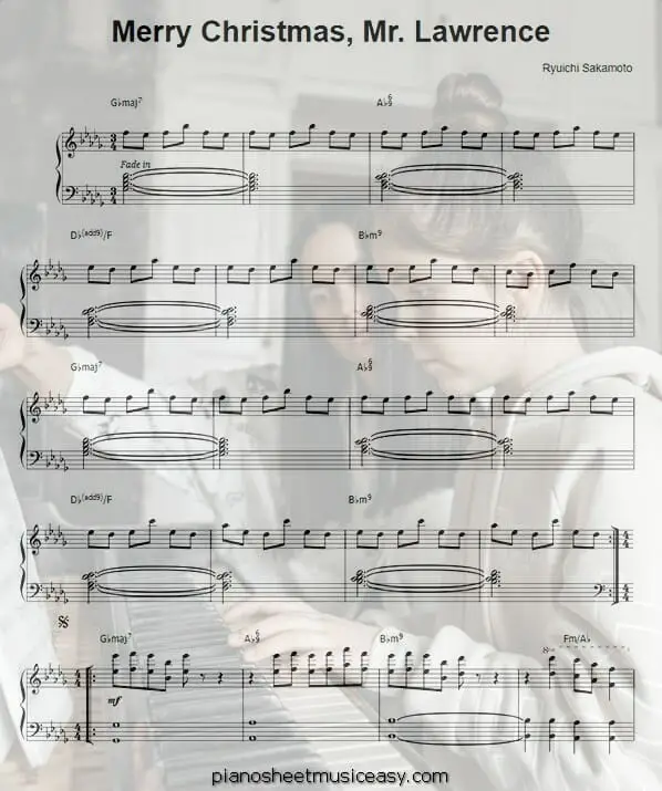 merry christmas mr lawrence printable free sheet music for piano 