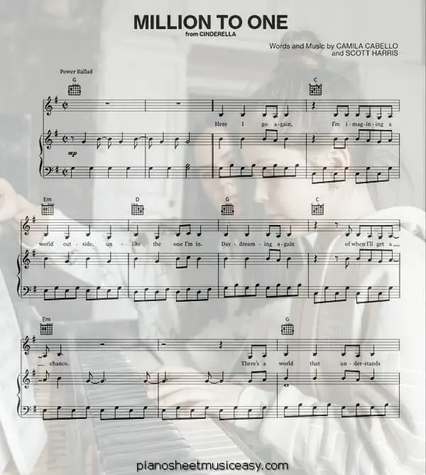 million to one printable free sheet music for piano 
