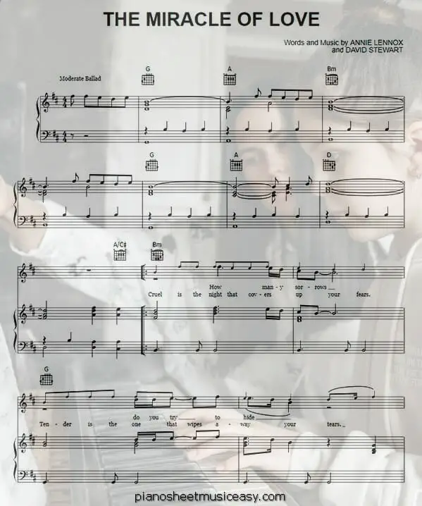 miracle of love printable free sheet music for piano 