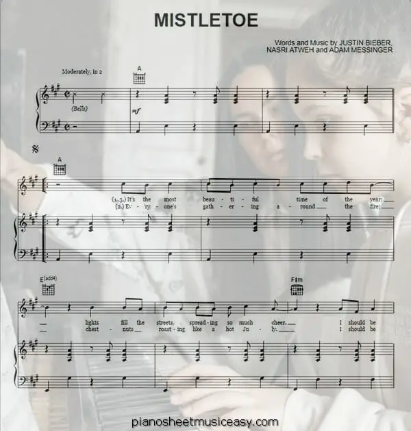 mistletoe printable free sheet music for piano 