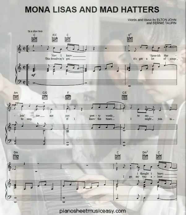 mona lisas and mad hatters printable free sheet music for piano 