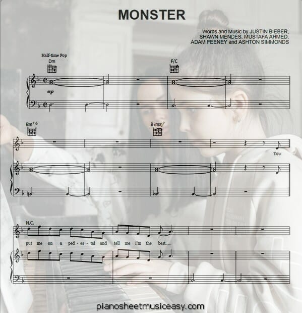 monster shawn mendes justin bieber sheet music pdf