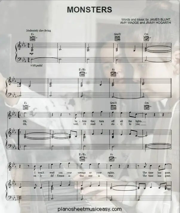 monsters James blunt sheet music PDF