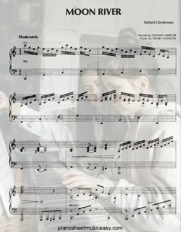 moon river piano richard clayderman printable free sheet music for piano 