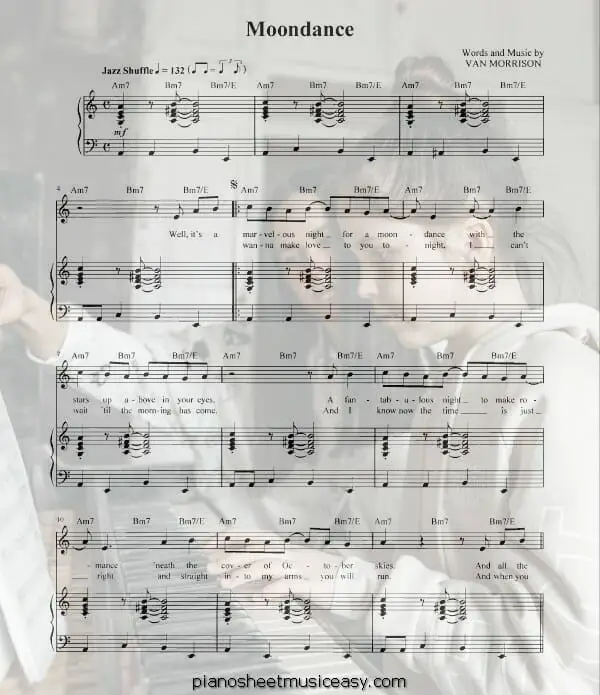 moondance printable free sheet music for piano 