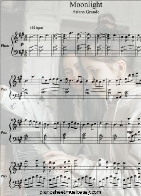 moonlight ariana grande printable free sheet music for piano 