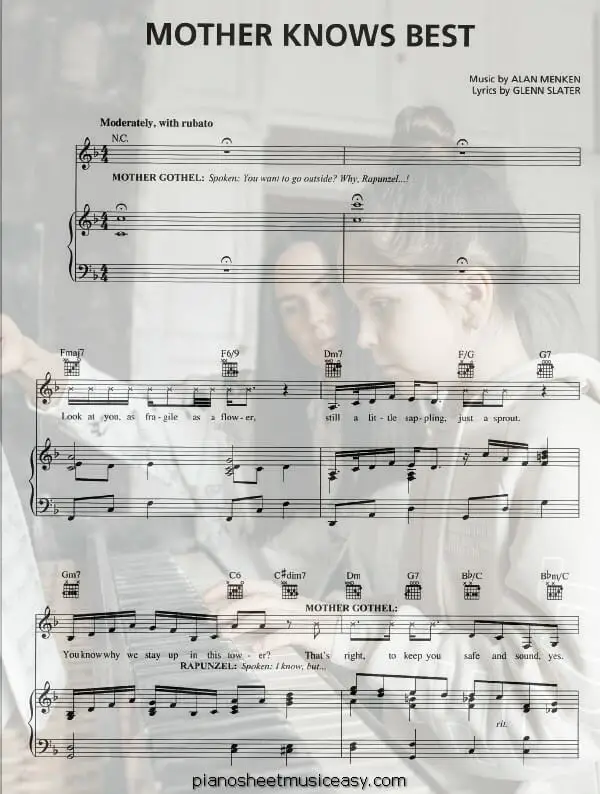 mother knows best printable free sheet music for piano 