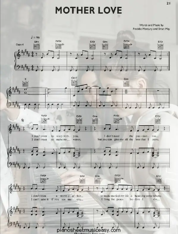 mother love printable free sheet music for piano 