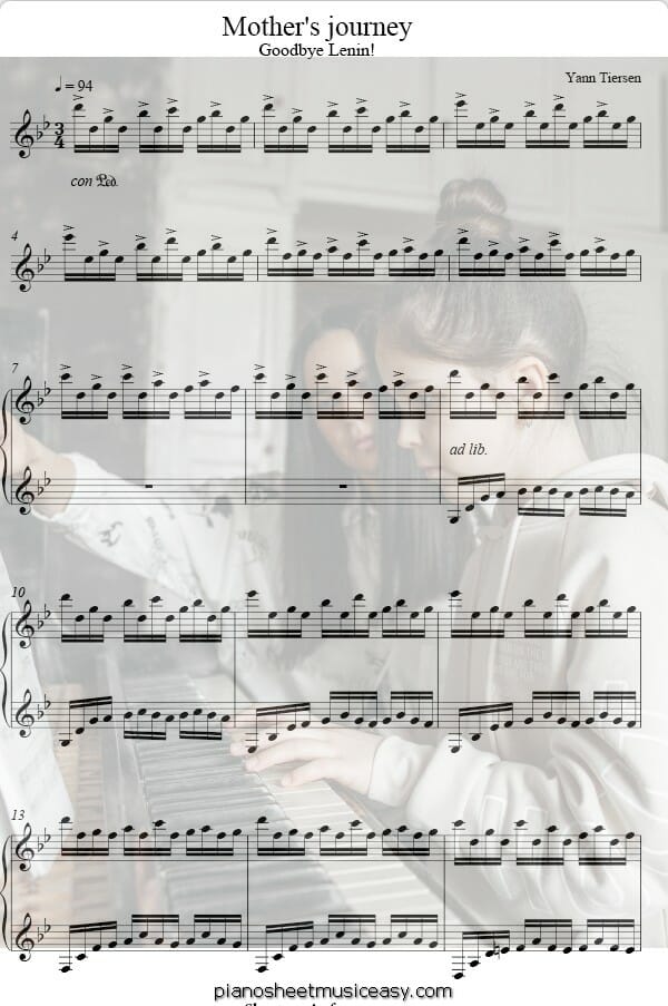 mothers journey printable free sheet music for piano 