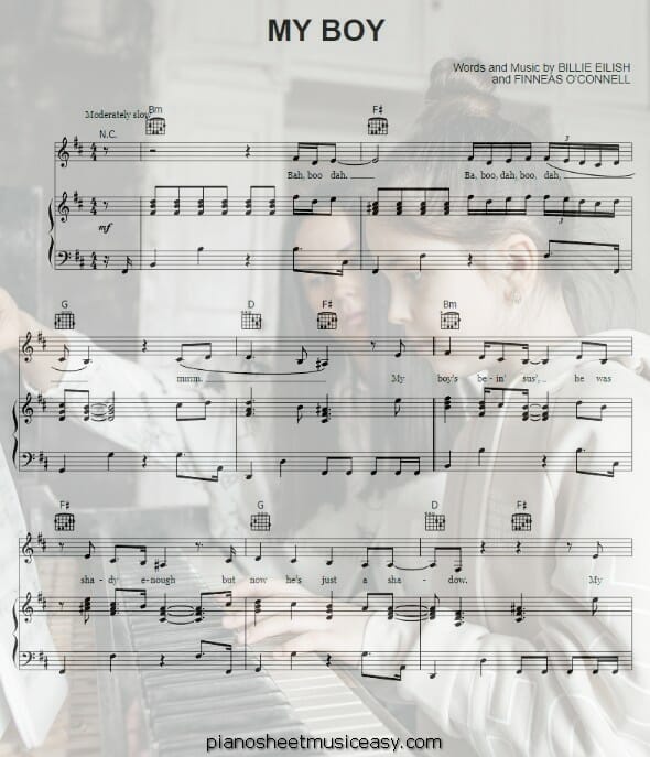 my boy printable free sheet music for piano 