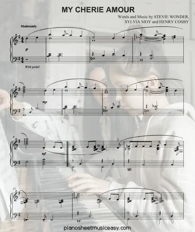my cherie amour printable free sheet music for piano 