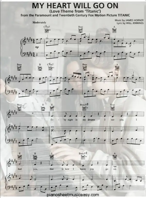 my heart will go on printable free sheet music for piano 