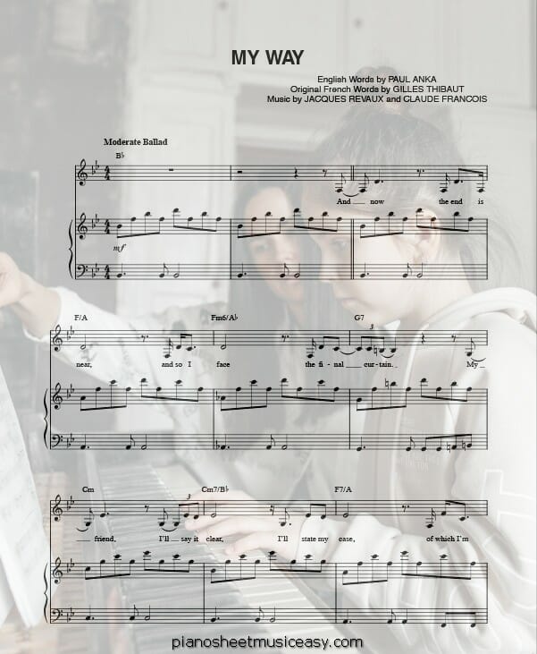 my way piano Version 1 Frank Sinatra sheet music pdf