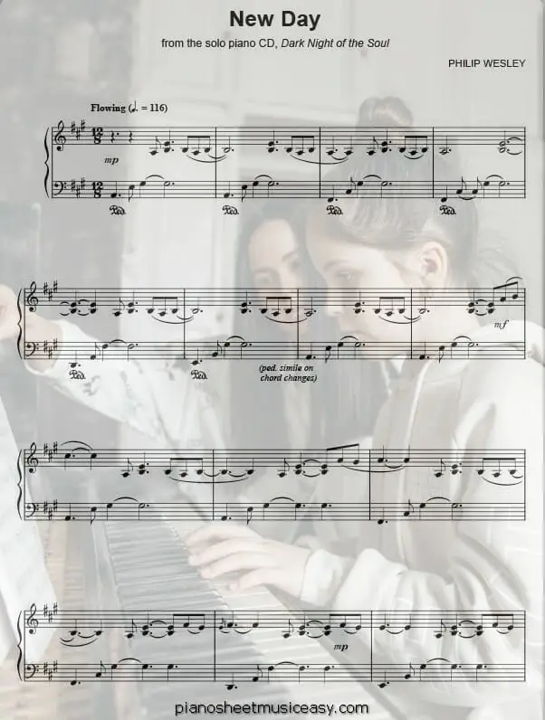 new day printable free sheet music for piano 
