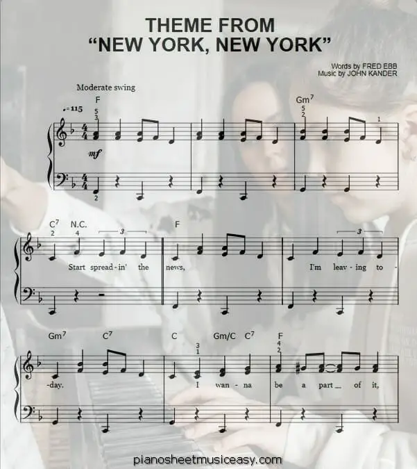 new york new york easy piano printable free sheet music for piano 