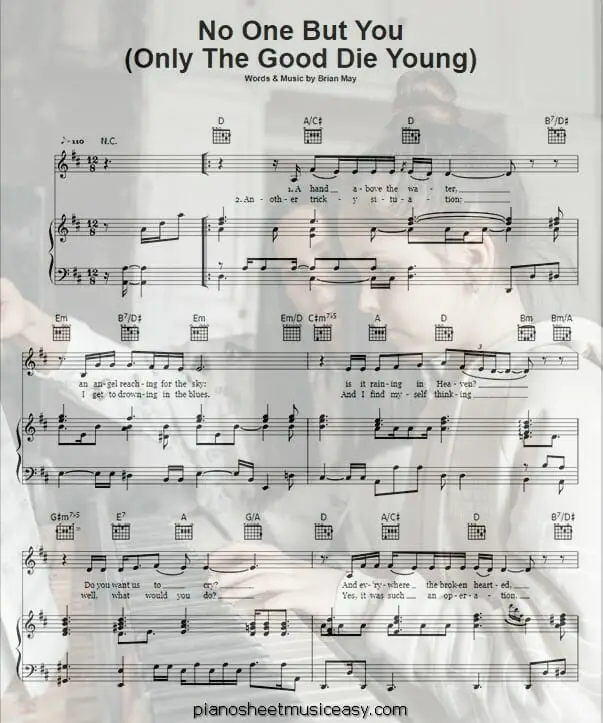 no one but you printable free sheet music for piano 