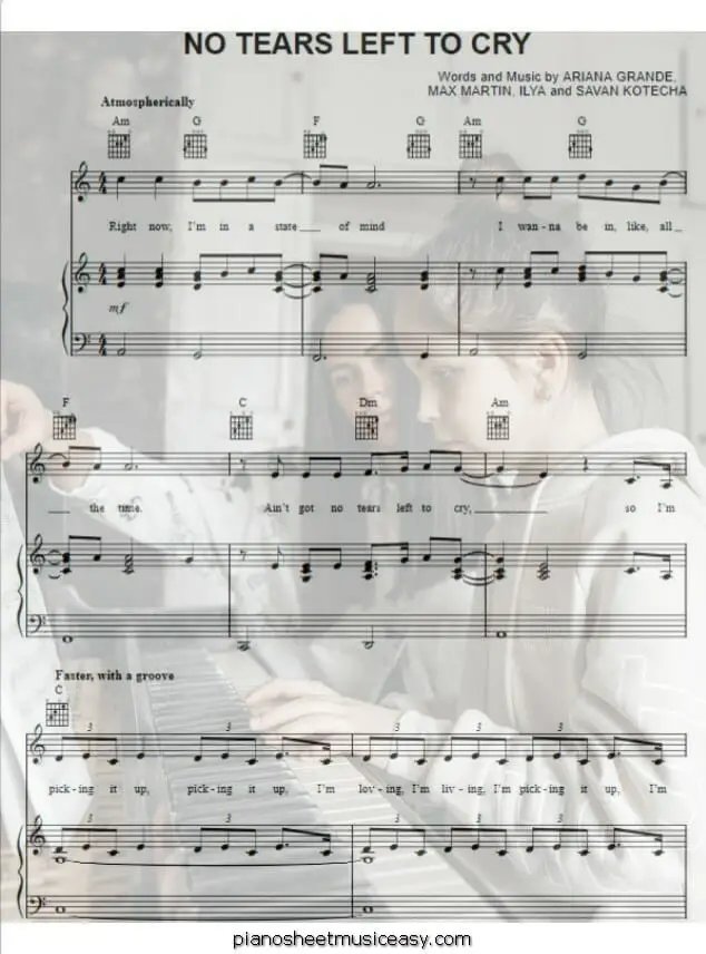 no tears left to cry printable free sheet music for piano 