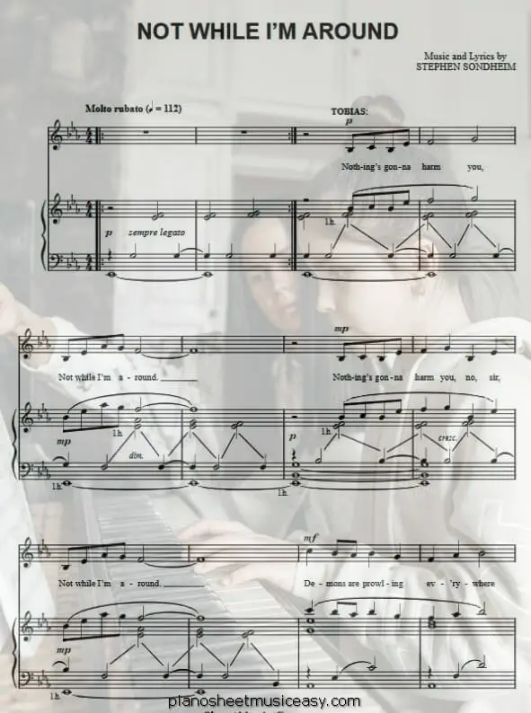 not while im around printable free sheet music for piano 
